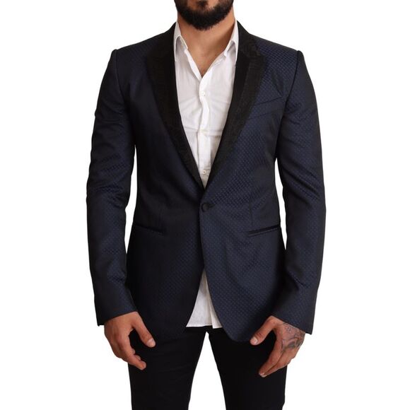 Dolce & Gabbana Blue Wool Slim Fit MARTINI Blazer Men's Jacket